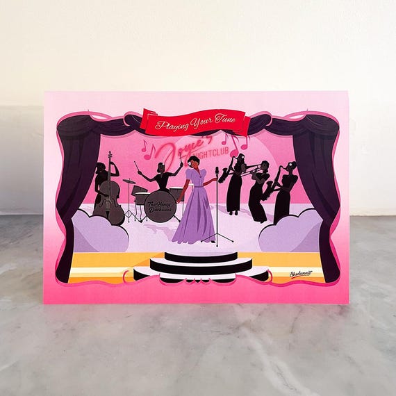 1940s Swing Band Greeting Card: Vintage Style Blank Notecard