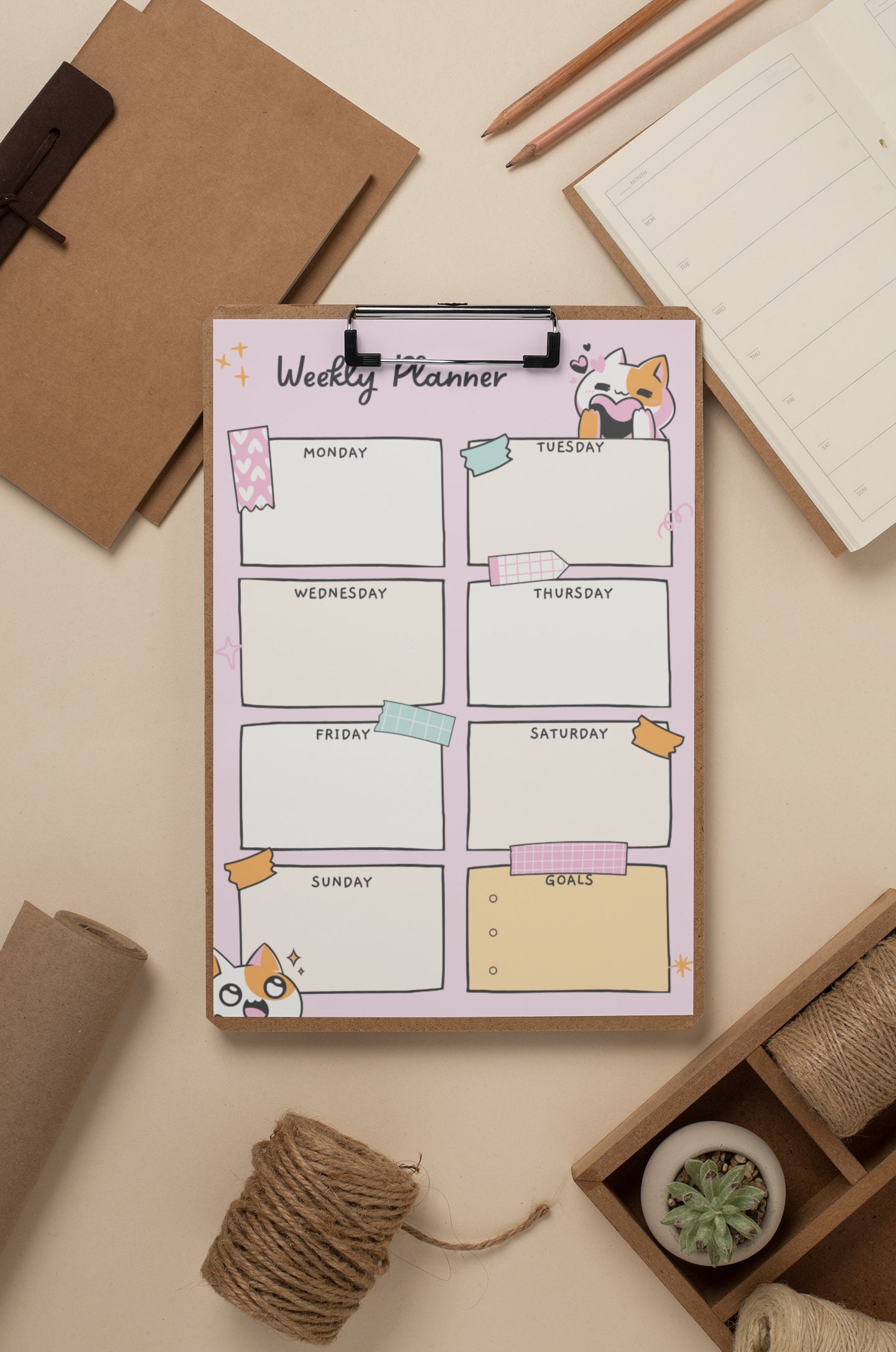 Kawaii Digital Planner Daily and Weekly for Ipad, Desktop, Printables ...