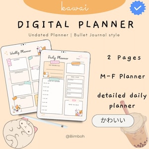 Kawaii Digital Planner Daily and Weekly For Ipad, Desktop, Printables | Goodnotes | Life Planner | Japanese Planner