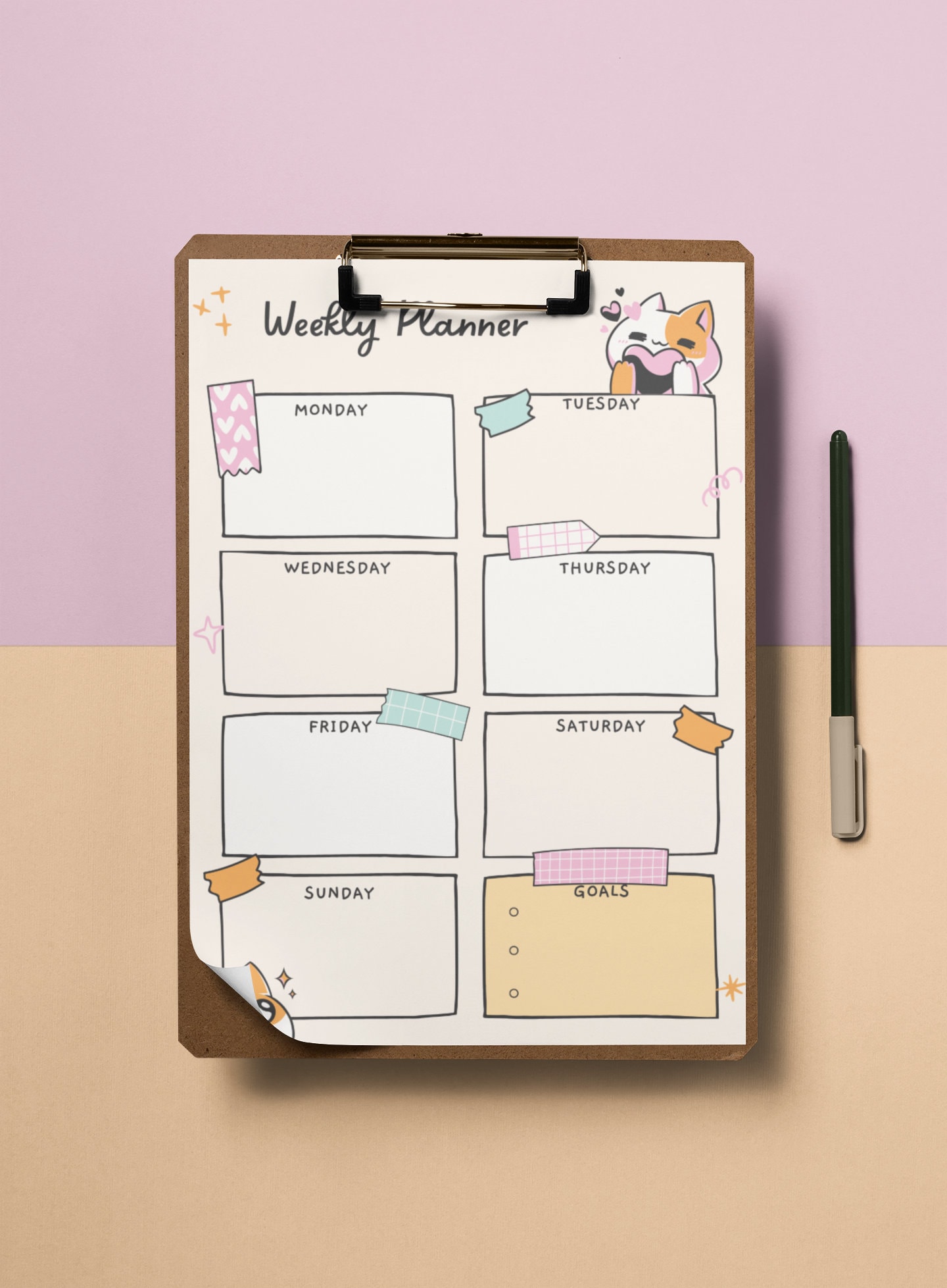 Kawaii Digital Planner Daily and Weekly for Ipad, Desktop, Printables Goodnotes Life Planner