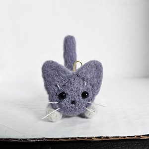 Grey and White Felted Cat