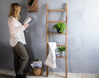 Blanket Ladder , Decorative Ladder , Rustic Wood Ladder, Clothes Ladder, Clothes Rack, Towel Rail