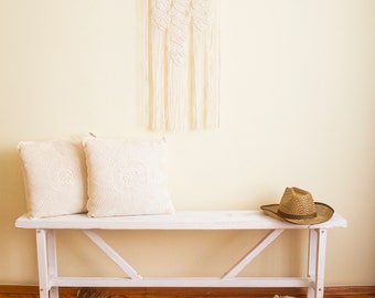 Rustic Wooden Bench Natural Wood White Bench Wooden Bench Indoor Dining Bench Wood