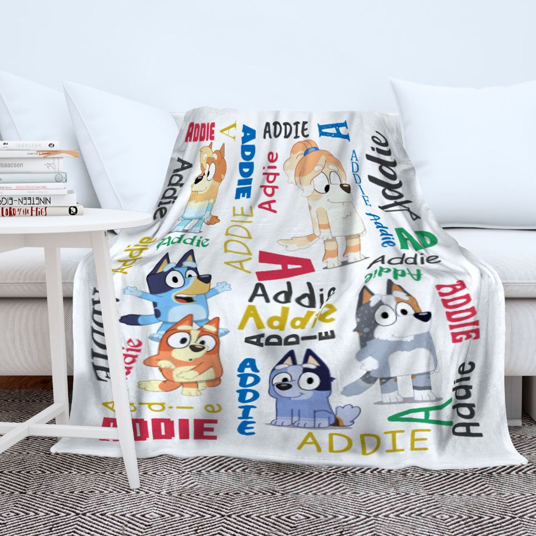 Custom Name Bluey Blanket Cartoon Movie Kids Blanket Etsy
