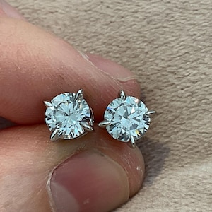 2.0 Carat Lab Created Diamond Stud Earrings: Sterling Silver Platinum Overlay