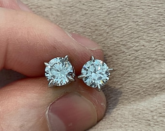 2.0 Carat Lab Created Diamond Stud Earrings: Sterling Silver Platinum Overlay