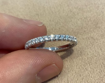 1.55 Carat Brilliant Round Cut Lab Diamond Full Eternity Ring: Platinum Plated 925 Silver