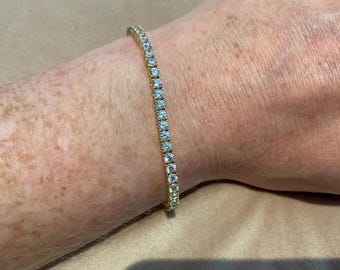 Lab Created Diamond Tennis Bracelet: 18k Gold Plated Sterling Silver, 10.35 Carat 6.5 Inch, 3mm Diamonds