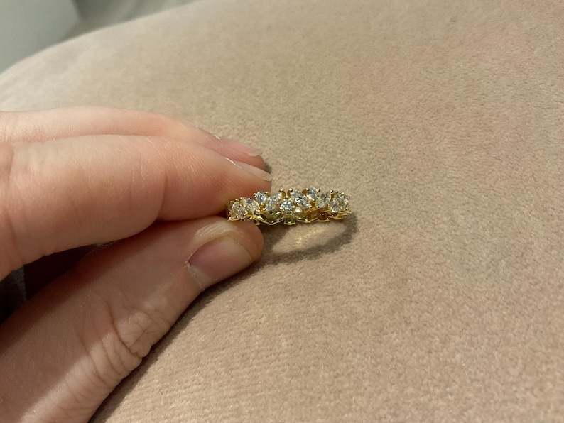 Lab Diamond Eternity Ring: Round and Marquise Cut, 14 K Gold Plated ...