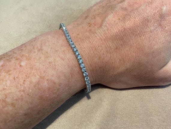 Lab Created Diamond Tennis Bracelet: Platinum Plated Sterling Silver, 9.55 Carat 6 Inch, 3mm Diamonds