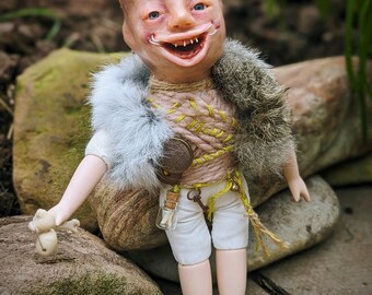 Oddity and curiosity doll teeth doll alien creature / dead doll / haunted / porcelain doll / gothic / vulture culture / animal bones  goblin