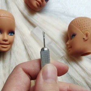 DOLL HAIR ROOTING Holders 10x Needles Awl Alloy Handles Doll Hair