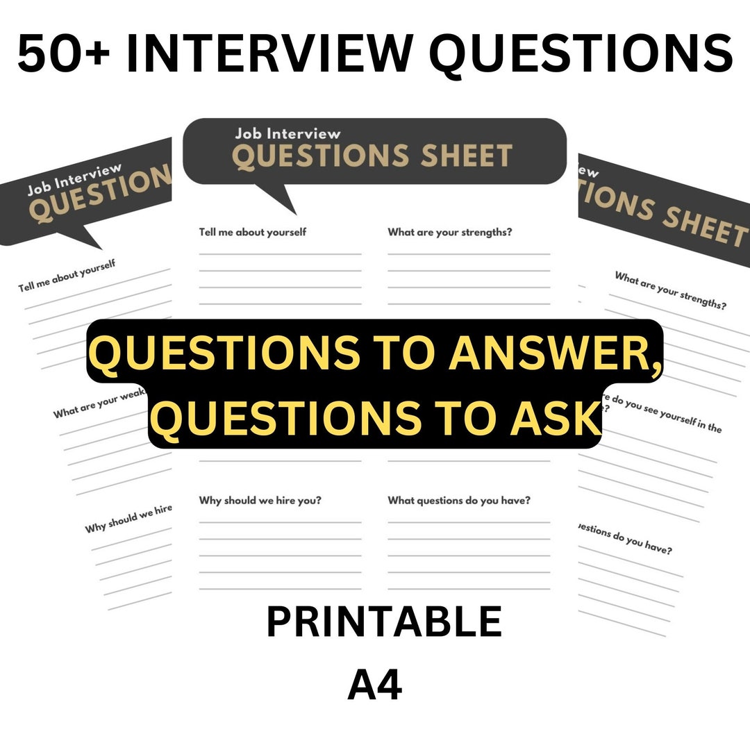 Printable Job Interview Questions Interview Prep Interview Etsy Printable Job Interview Questions Interview Prep Interview Etsy