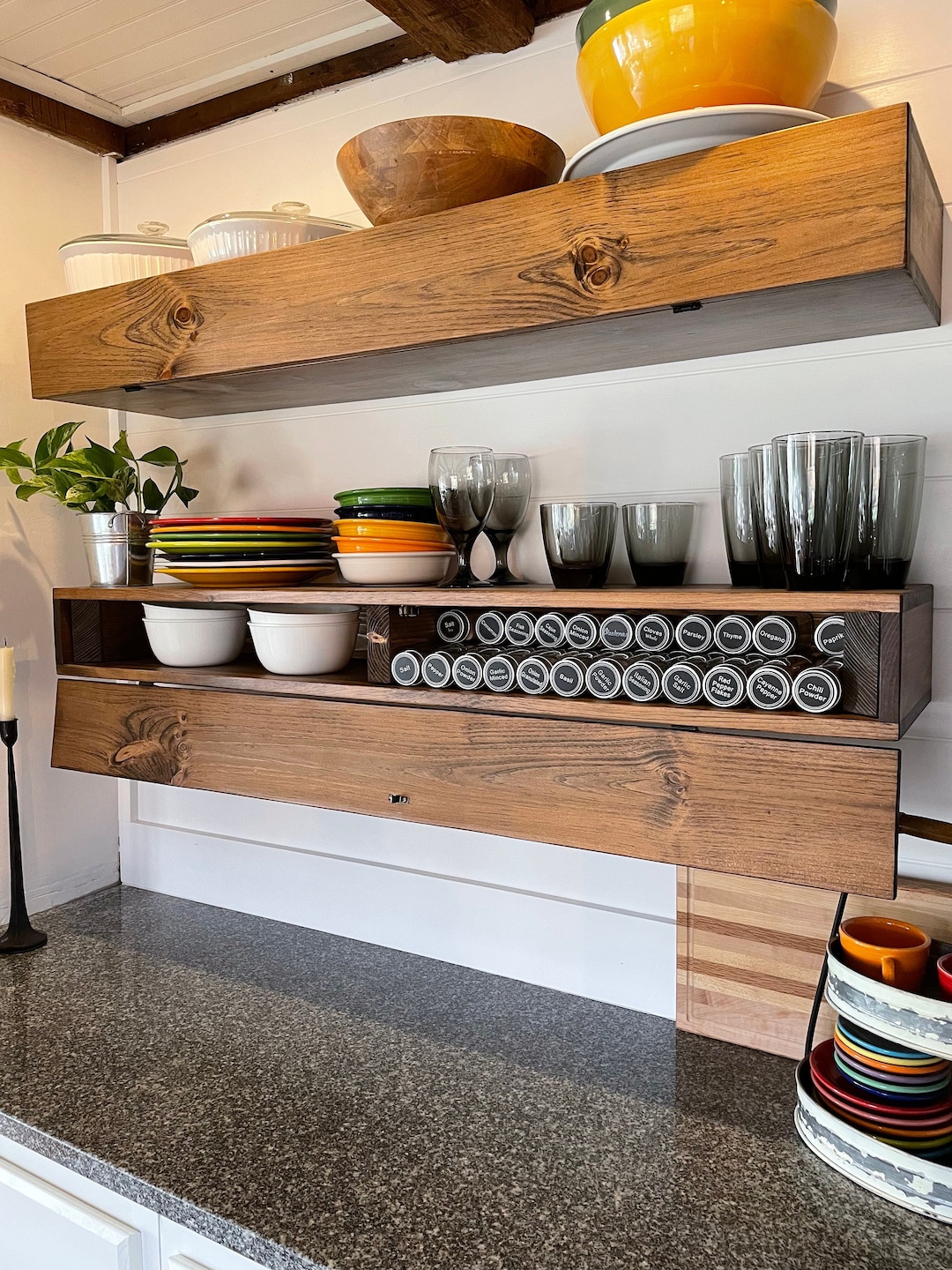 Floating Shelves With Storage Etsy