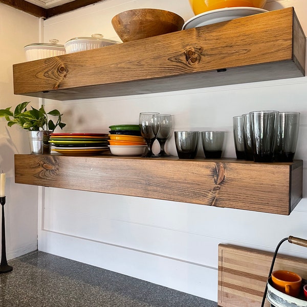 Floating Shelves with Storage