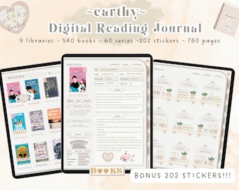Earthy Digital Reading Journal -  Book Review, Cute Reading Journal, Book Lover Journal, Reading Tracker, Reading Log, Book Tracker, Bookish