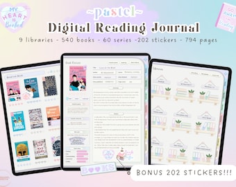 Pastel Digital Reading Journal - Pastel Book Review, Cute Reading Journal, Book Lover Journal, Reading Tracker, Reading Log, Book Tracker