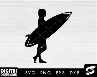 Surfer girl SVG, surfing SVG, surf svg, surfboard svg, surfer svg, for surfing lovers