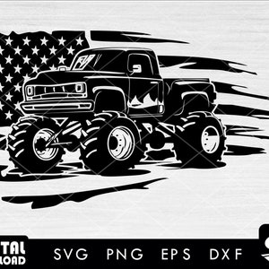 Cool American distress flag Monster truck svg, monster truck svg, truck svg, off road truck svg, SVG files for cricut
