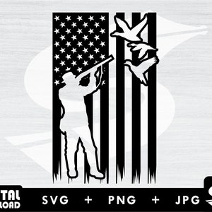 American flag svg, duck hunting svg, duck hunter svg, duck svg, silhouette png
