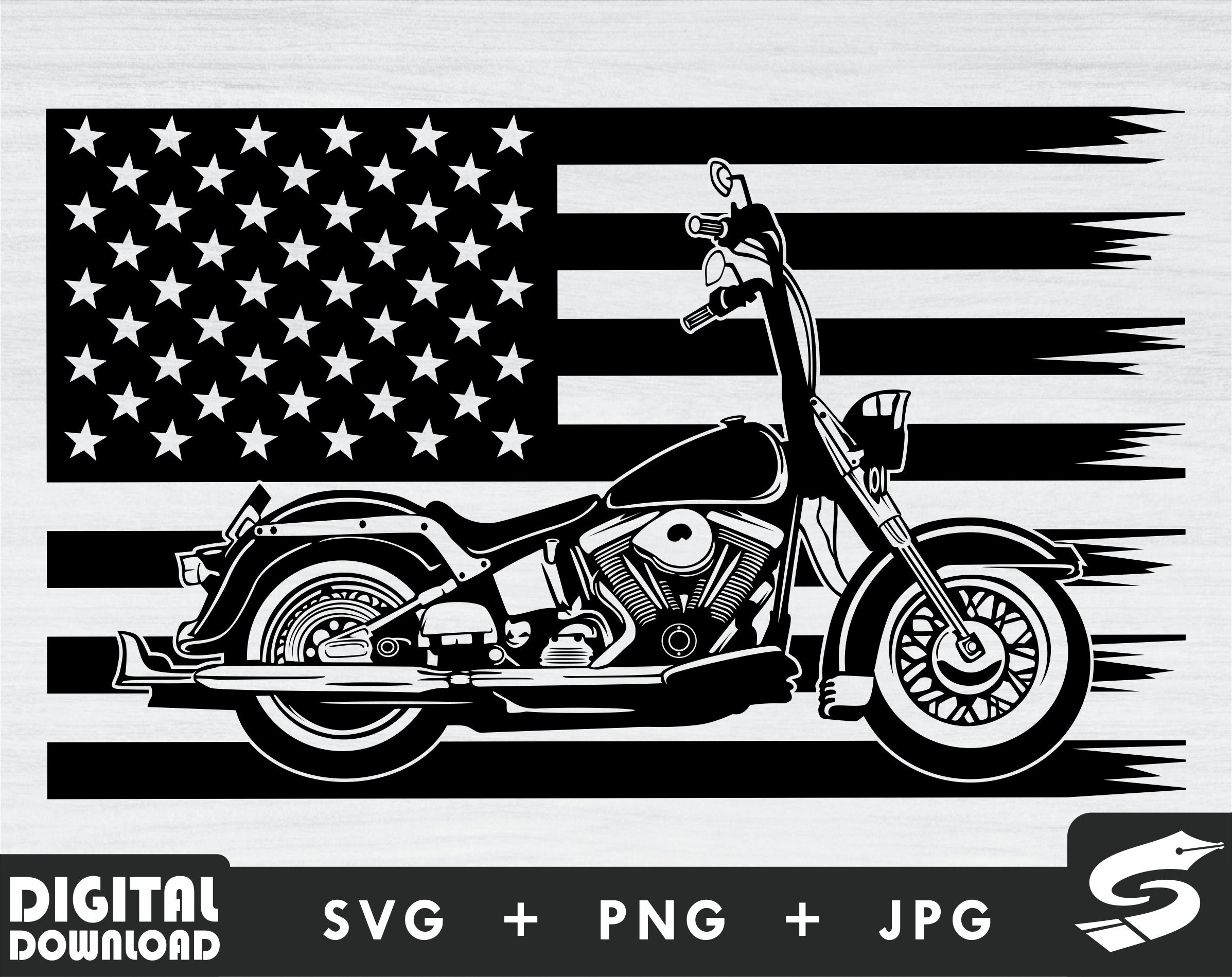 American Flag Motorcycle Svg, Motorcycle Svg, Motorcycle Clipart, Biker