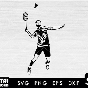 Badminton #02 svg, Badminton player svg, sports svg - Instant Download-Digtal files for cricut, svg, eps, dxf, png