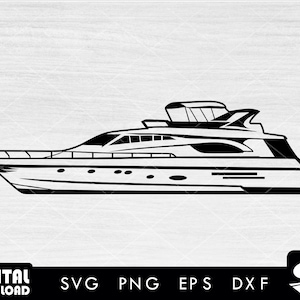 Yacht SVG, speed boat svg, motor boat svg, boat svg, yacht clipart, luxury boat svg