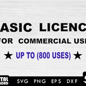 Basic Commercial license for up to 800 uses/sales for 1 person
