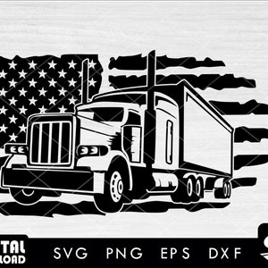 US American distress flag delivery truck SVG, Semi truck svg, truck SVG, truck driver svg, 18 wheeler svg, svg files for cricut