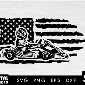 American distress flag go kart svg, kart racing svg, go kart racer svg, for go kart lovers