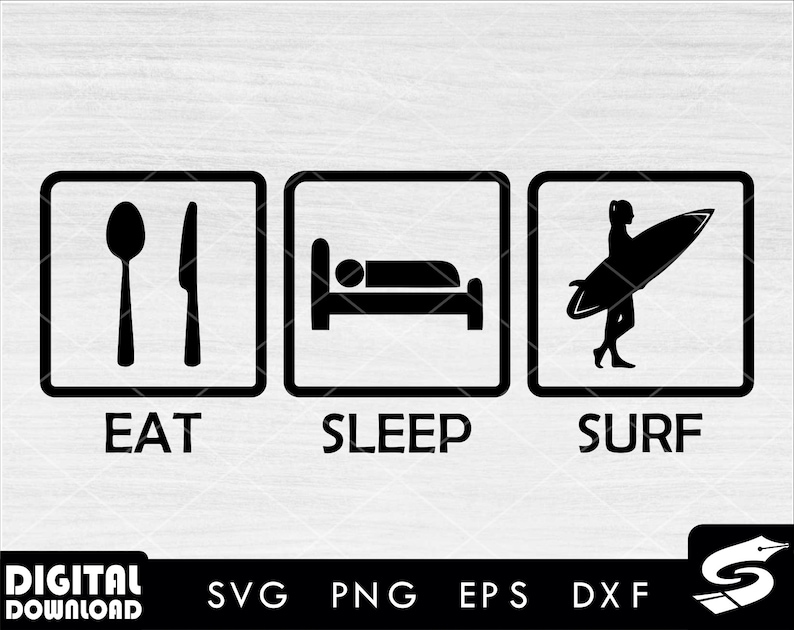 Tazza Surfista EAT SLEEP SURF - Ceramica Nera Con Manico Nero