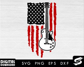American flag guitar svg, guitar svg, electric guitar svg, music svg, acoustic guitar svg, for guitar lovers
