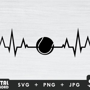 Heartbeat tennis ball svg, tennis ball svg, tennis mom svg, tennis svg, for tennis lovers