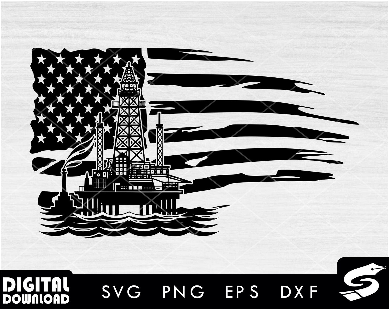 Offshore Rig Svg File American Oil Rig SVG, Oilfield Svg, Oil Pump Svg, Oil Derrick Svg, Oil ...