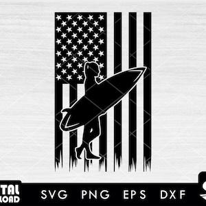 American flag girl surfer SVG, surfing SVG, surf svg, surfboard svg, surfer svg, for surfing lovers