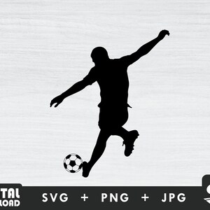 Soccer Player 2 kick, sports Svg, Soccer png, silhouette, cut file, for Soccer lover