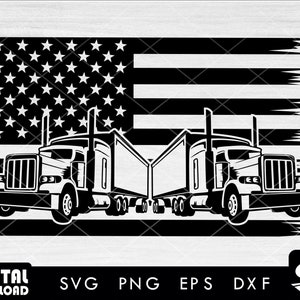 US American distress flag delivery truck #03 SVG, Semi truck svg, truck SVG, truck driver svg, 18 wheeler svg, svg files for cricut