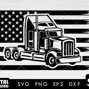 US American distress flag delivery truck #02 SVG, Semi truck svg, truck SVG, truck driver svg, 18 wheeler svg, svg files for cricut