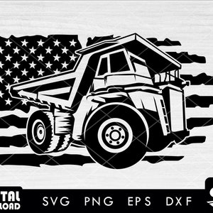 US American distress flag haul truck svg, truck cut file, truck svg, haul truck svg, mining truck svg, SVG files for cricut,