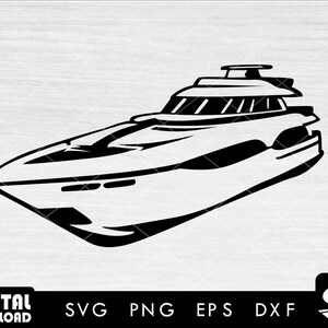 Yacht #02 SVG, speed boat svg, motor boat svg, boat svg, yacht clipart, luxury boat svg