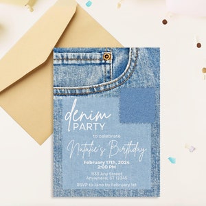 Denim Party Invitation: Digital Editable Party Invite