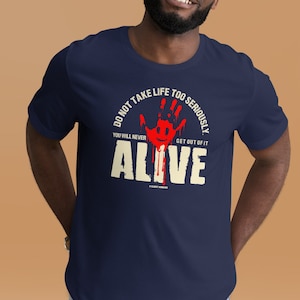 Bloody Handprint T-Shirt: Creepy Halloween Humor Tee