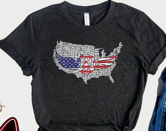 Peace Sign American Flag T-Shirt: Patriotic USA Pride