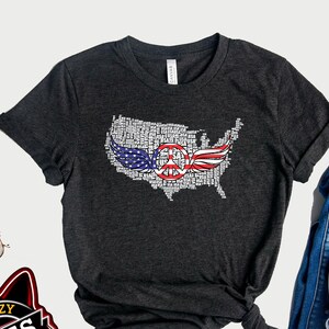 Peace Zeichen / Flagge / Flagge / USA / American Pride / Schwarzweiß Karte / Peace Shirt / Freiheit Tshirt