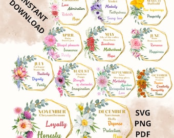 Birth month flower 12 Bungle 2023  SVG PNG PDF  gift for him her hi of da man gif kids boyfriend girlfriend flowers