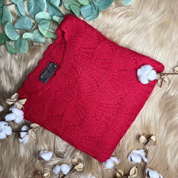 Roter Alpaka Pullover für Damen | Wollpullover aus Alpaka | Alpakafaser aus Peru | Boho Mode | Fair gehandelte Wolle| Strickkunst aus Peru