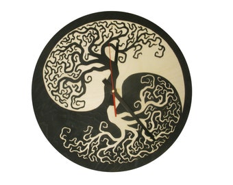 Tree of Life Wooden Wall Clock Modern Nature Wall Art Silent Non Ticking Clock Unique Family Tree Decor Housewarming Gift Zen Wood Clock