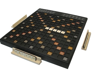 Scrabble en bois Scrabble noir Jeu de société en bois exclusif Scrabble noir Cadeau exclusif du jeu en bois Cadeau familial Jeu familial
