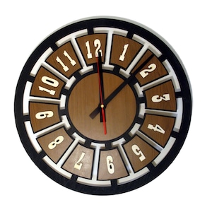 Wooden Wall Clock Modern Clock Handmade Clock Decorative Clock Two-color Clock Art Clock Wood Clock Wall Art Decor Patterned Wall Clock Art