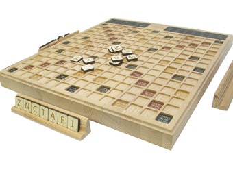 Scrabble en bois Jeu en bois Exclusif Scrabble Cadeau exclusif Jeu exclusif Jeu de société en bois Scrabble Cadeau de planche de Scrabble en bois